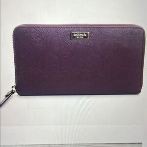 Kate Spade Elegant NY Neda Laurel Way Deep Plum Zip Wallet
